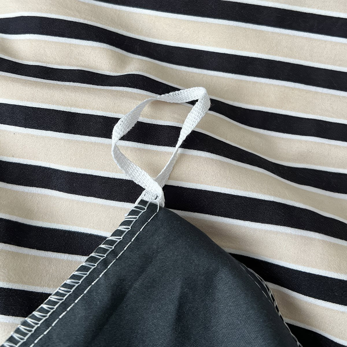 Navy & Cream Striped Bedding Set