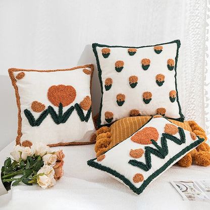 Cute Tulip Tufted Cushion Cover cute flower embroidered floral little flower SUB CATEGORY_Cushion Covers