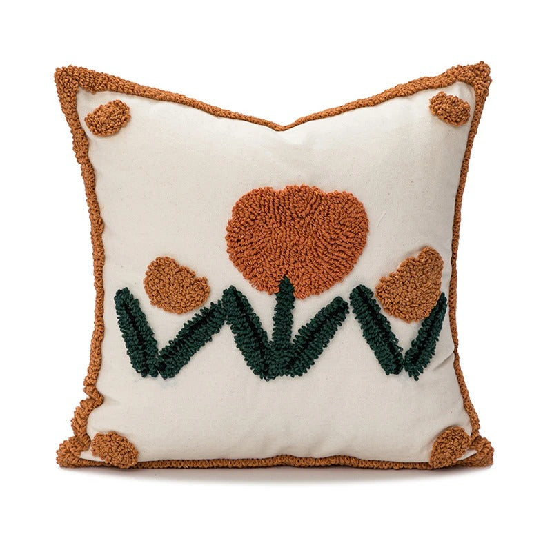 Cute Tulip Tufted Cushion Cover cute flower embroidered floral little flower SUB CATEGORY_Cushion Covers