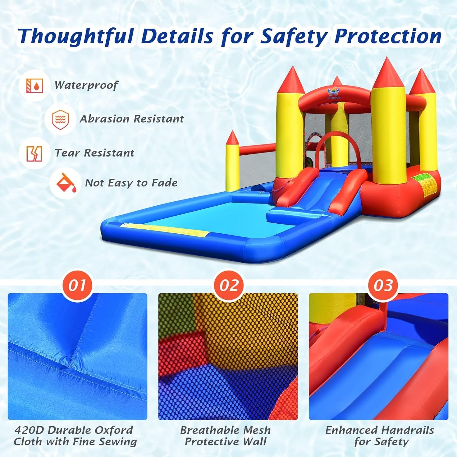 BOUNTECH Inflatable Water Bounce House, Giant Waterslide Park for Kids Backyard Fun Wet and Dry W/Splash Pool, Blow up Water Slides Inflatables for Kids and Adults Outdoor Party Gifts Inflatable Water Slides Pool Toys Pools & Water Toys Sports & Outdoor Play Toys & Games