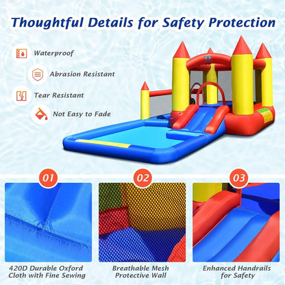 BOUNTECH Inflatable Water Bounce House, Giant Waterslide Park for Kids Backyard Fun Wet and Dry W/Splash Pool, Blow up Water Slides Inflatables for Kids and Adults Outdoor Party Gifts Inflatable Water Slides Pool Toys Pools & Water Toys Sports & Outdoor Play Toys & Games