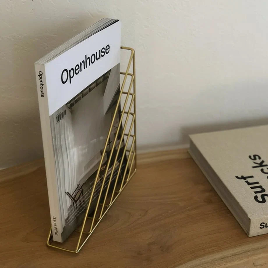 Geometric Wireframe Metal Magazine Rack