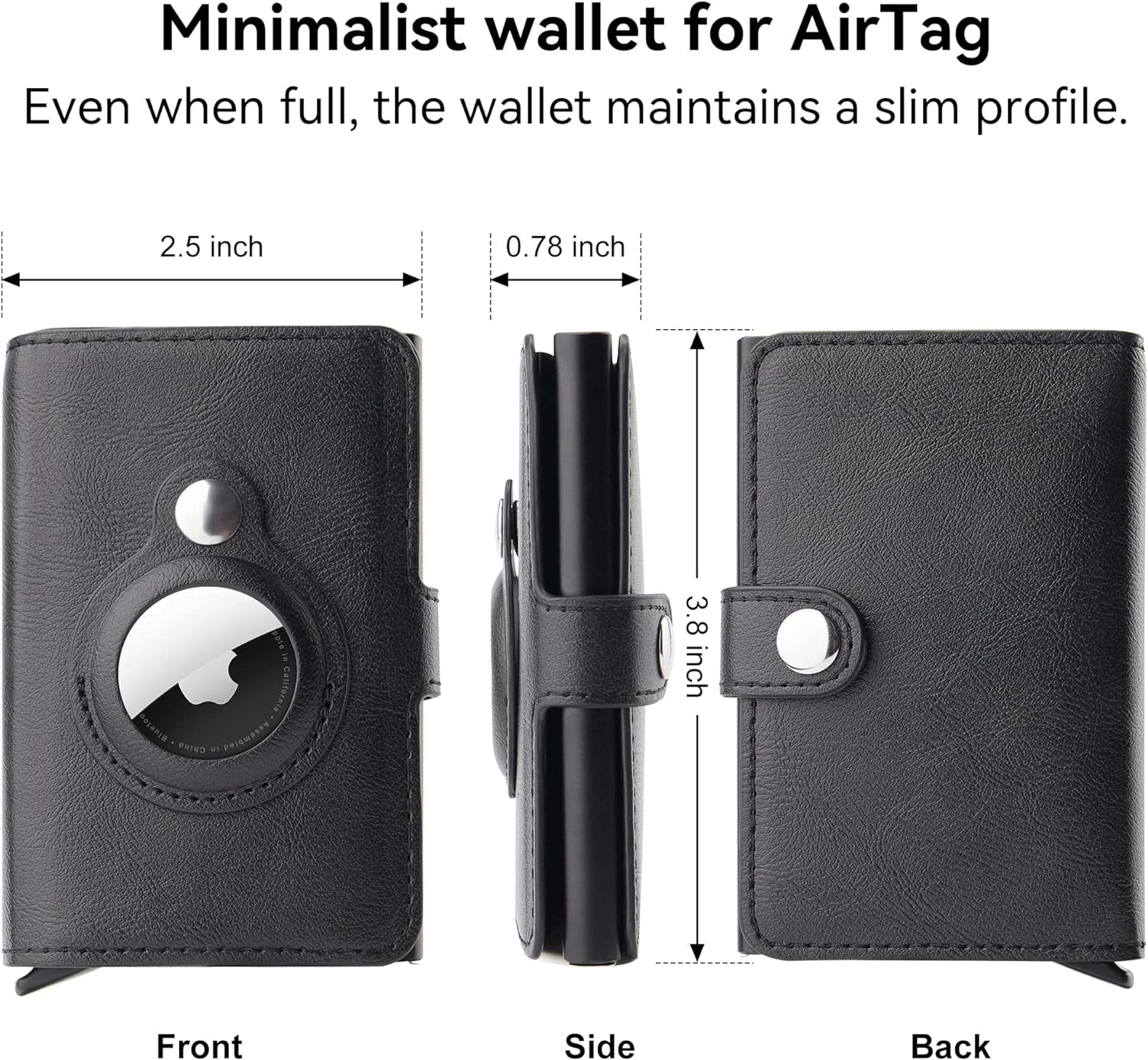 CITYWAY Airtag Wallet, Wallet for Men Compatible with Airtag, Leather Slim Air Tag Wallet with Money Clip, RFID Blocking Credit Card Holder, Integrated Airtag Wallet Case for Men'S Gift (Black) Accessories Card Cases & Money Organizers Clothing Men Shoes & Jewelry Wallets