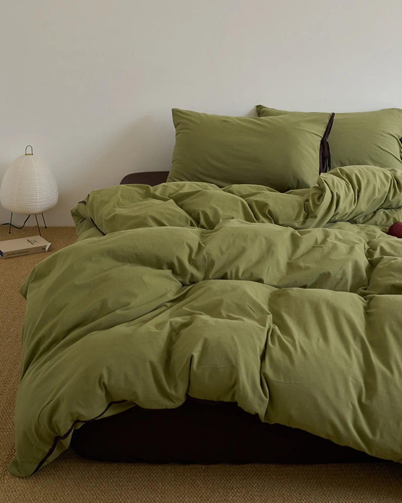 Soft Contrast Tie Washed Cotton Bedding Set