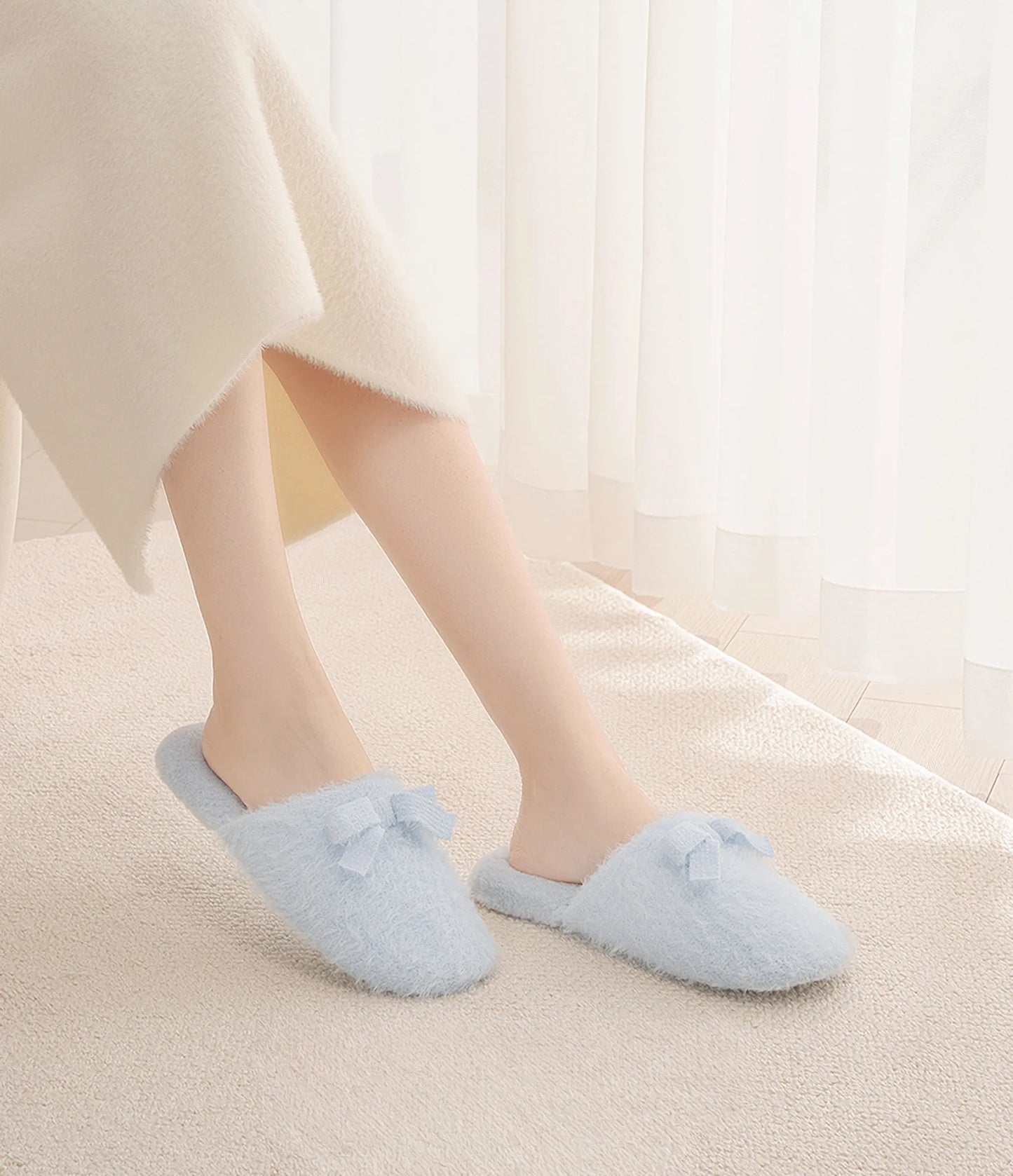 Fuzzy Solid Color Plush House Slippers