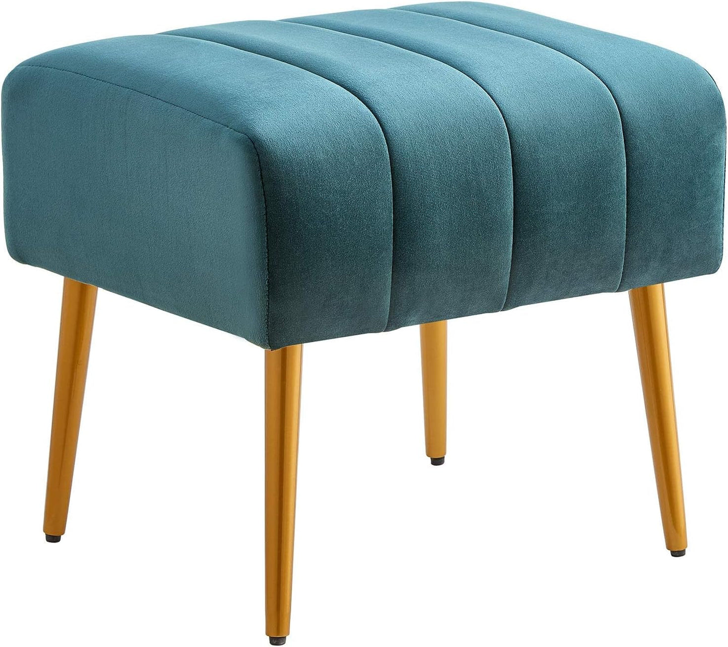 Ball & Cast Upholstered Ottoman Stool Modern Velvet Vanity Stool Footrest with Metal Legs, Teal Furniture Home & Kitchen Living Room Furniture Ottomans