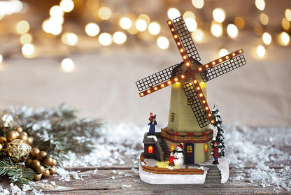 Christmas Village Windmill - Animated Pre-Lit Musical Winter Snow Village - Perfect Addition to Your Christmas Indoor Decorations & Christmas Village Display - a Thoughtful Gift for Your Loved Ones Collectible Buildings Collectible Buildings & Accessories Home & Kitchen Home Décor Accents Home Décor Products