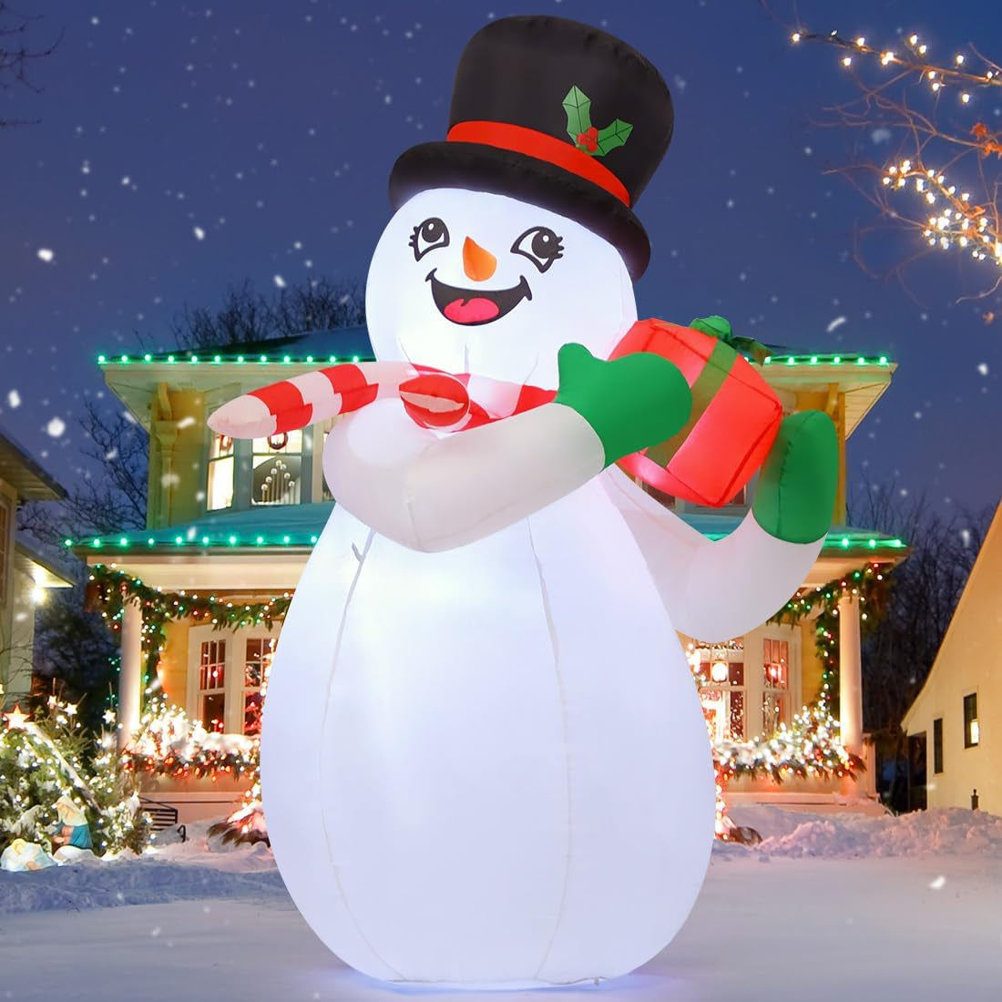 GOOSH 6 FT Christmas Inflatables Snowman Outdoor Decorations Blow up Yard Cute Snowman with a Box with Built-In Leds for Xmas Garden Lawn Indoor Party Decor Inflatable Yard Decorations Lawn & Garden Outdoor Décor Outdoor Holiday Decorations Patio