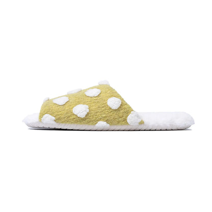 Plush Polka Dot Fuzzy House Slippers