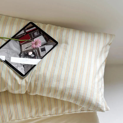 Ultra-Soft Pinstripe Washed Cotton Bedding Set