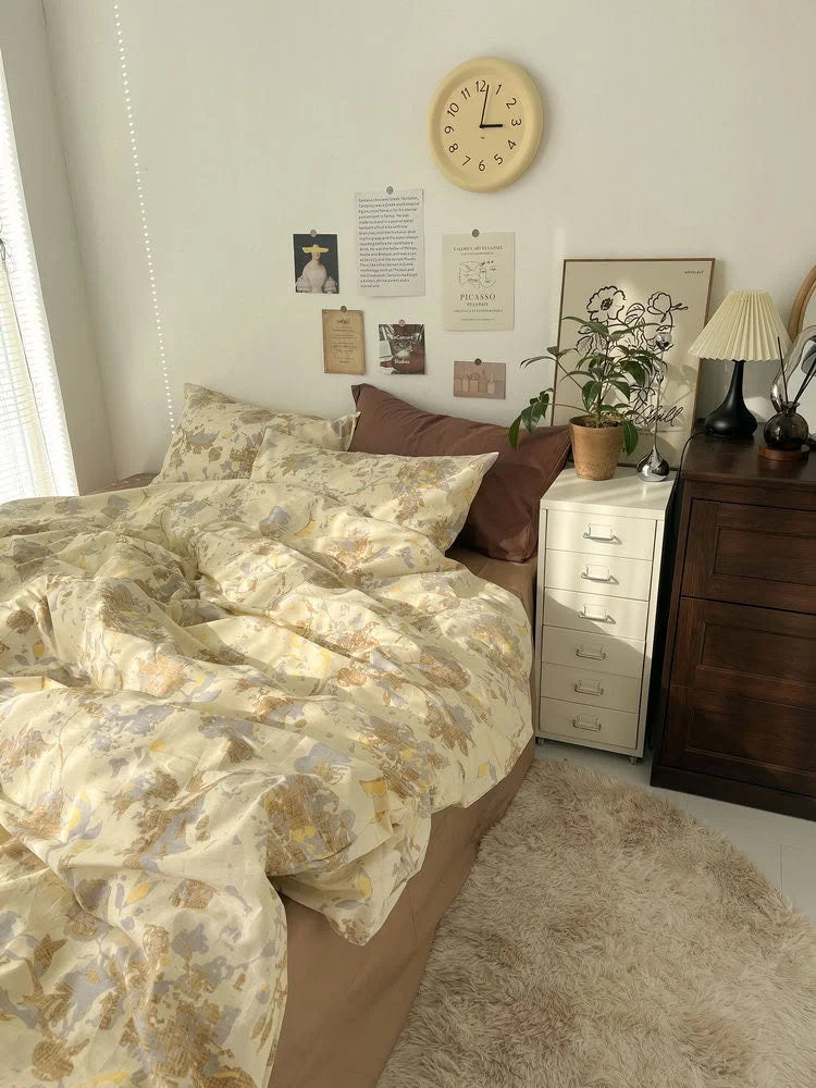 Soft Vintage Floral Cotton Bedding Set