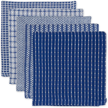 DII Ultra Absorbent, Everyday Cotton Kitchen Towels, Dishcloth Set, Assorted Blue, 5 Piece Dish Cloths & Dish Towels Home & Kitchen Kitchen & Dining Kitchen & Table Linens