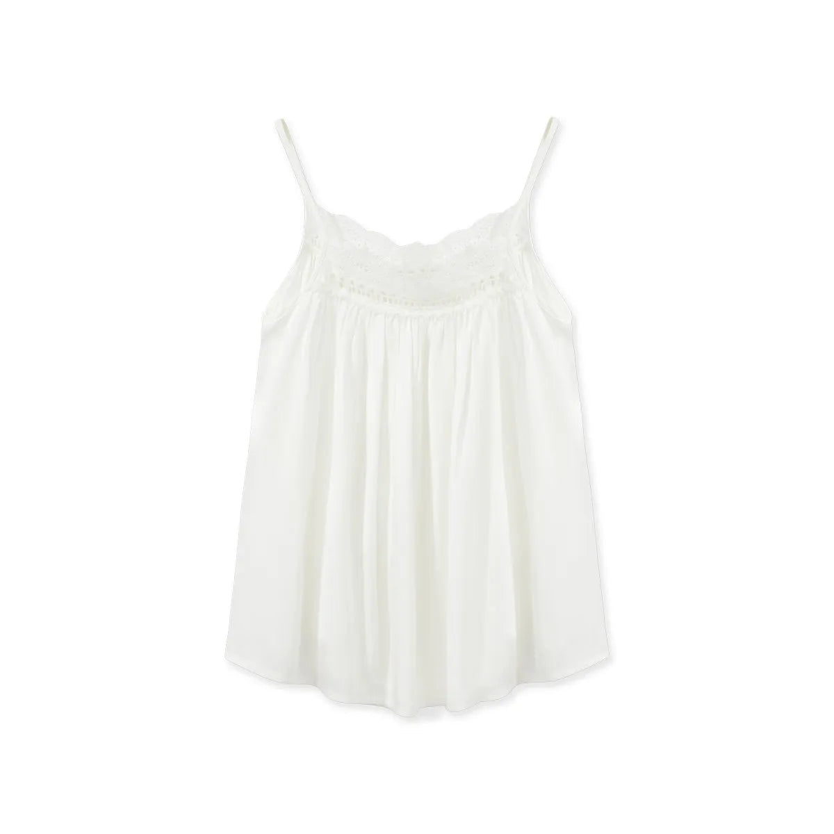 Silky Lace Trim Cotton Sateen Pajama Set