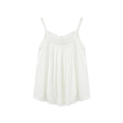 Silky Lace Trim Cotton Sateen Pajama Set