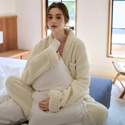 Ultra-Plush Button-Up Flannel Fleece Pajama Set