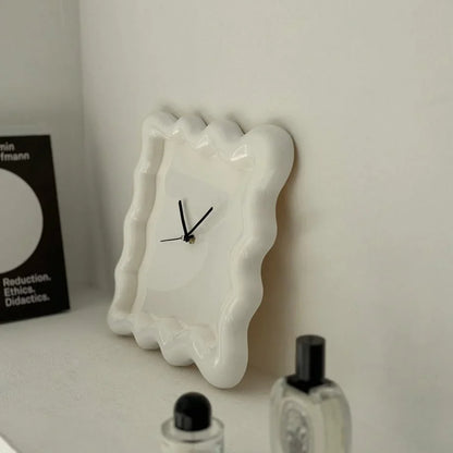Wavy Squiggle Frame Minimalist Melamine Clock