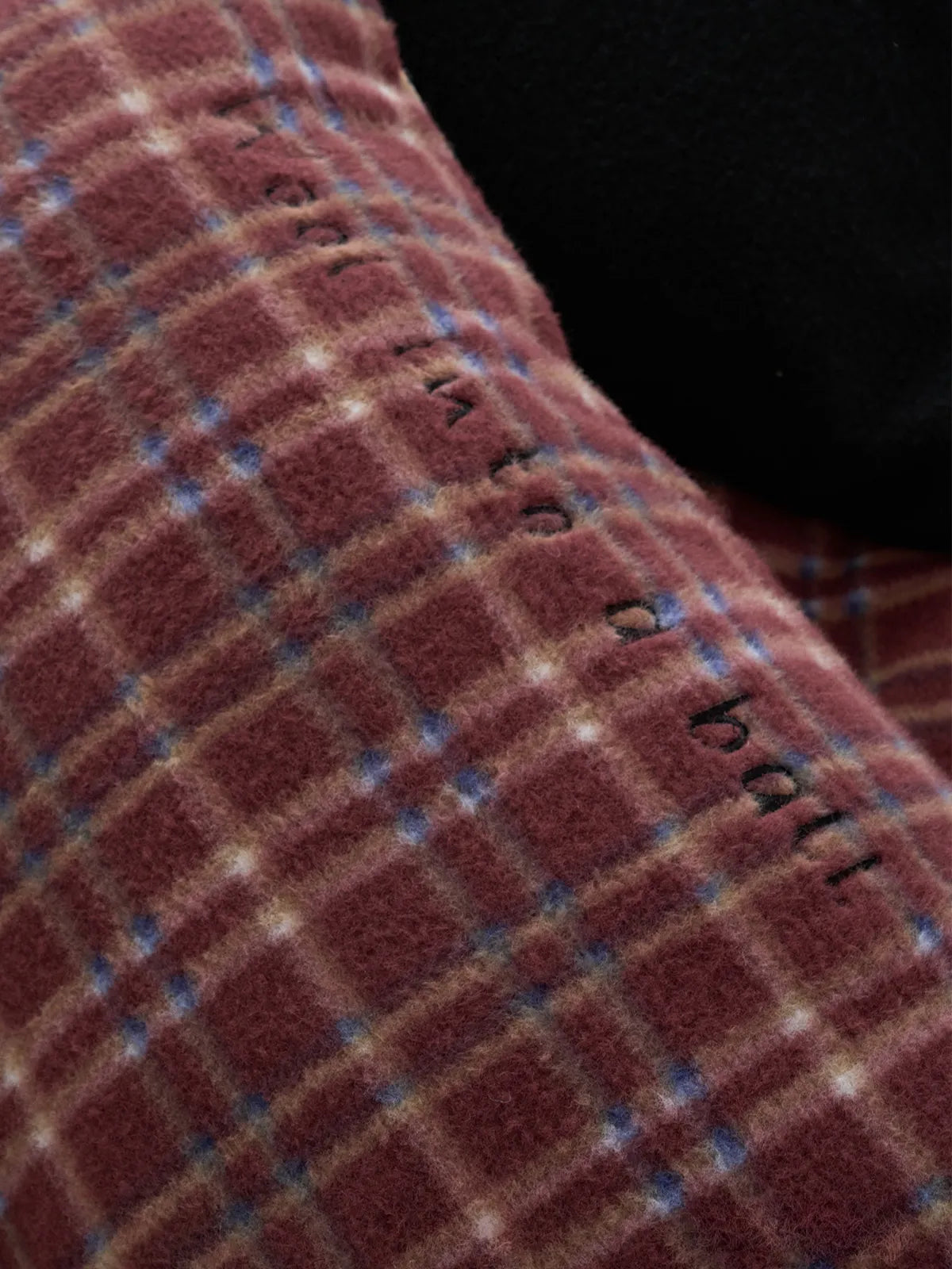 Plush Plaid Cat Embroidered Flannel Fleece Bedding Set