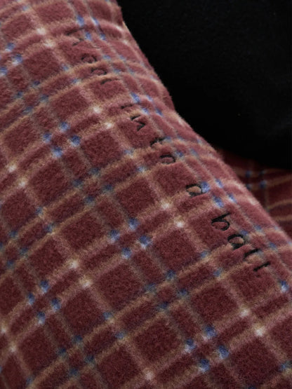 Plush Plaid Cat Embroidered Flannel Fleece Bedding Set