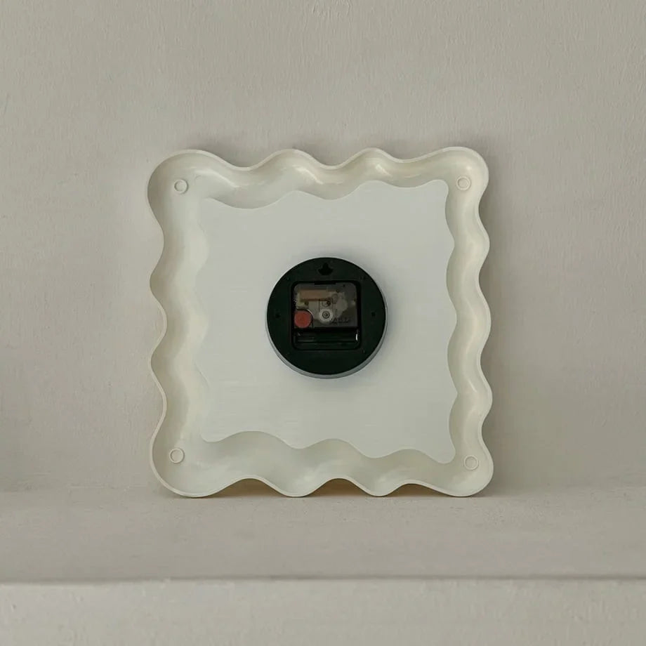 Wavy Squiggle Frame Minimalist Melamine Clock