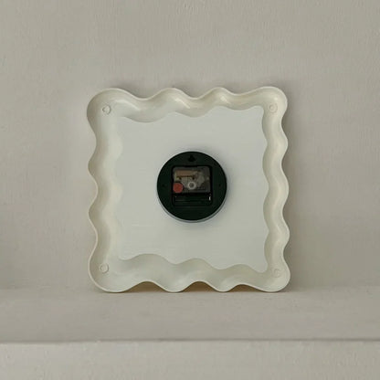 Wavy Squiggle Frame Minimalist Melamine Clock