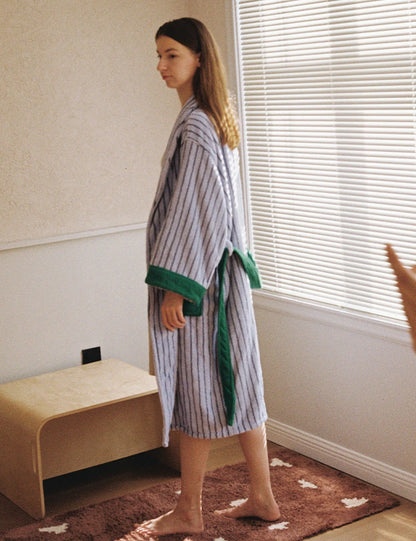 Plush Striped Long-Staple Cotton Robe
