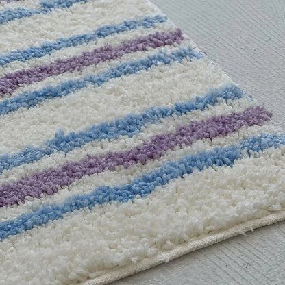 Plush Tufted Wavy Striped Polyester Accent Rug