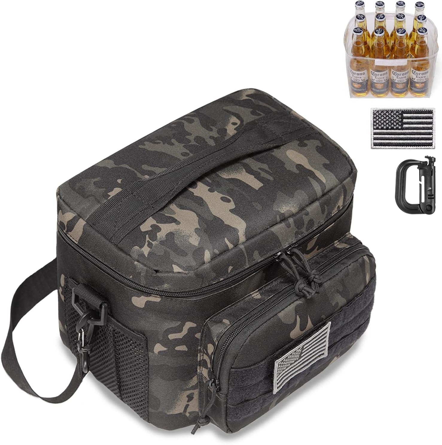 DBTAC Tactical Lunch Bag for Men Women, 12 Cans Insulated Lunch Box for Adult | 9L Leakproof Lunch Cooler Tote for Work Office Outdoor Travel | Soft Easy to Clean Liner X2, Black Camo Home & Kitchen Kitchen & Dining Lunch Bags Storage & Organization Travel & To-Go Food Containers