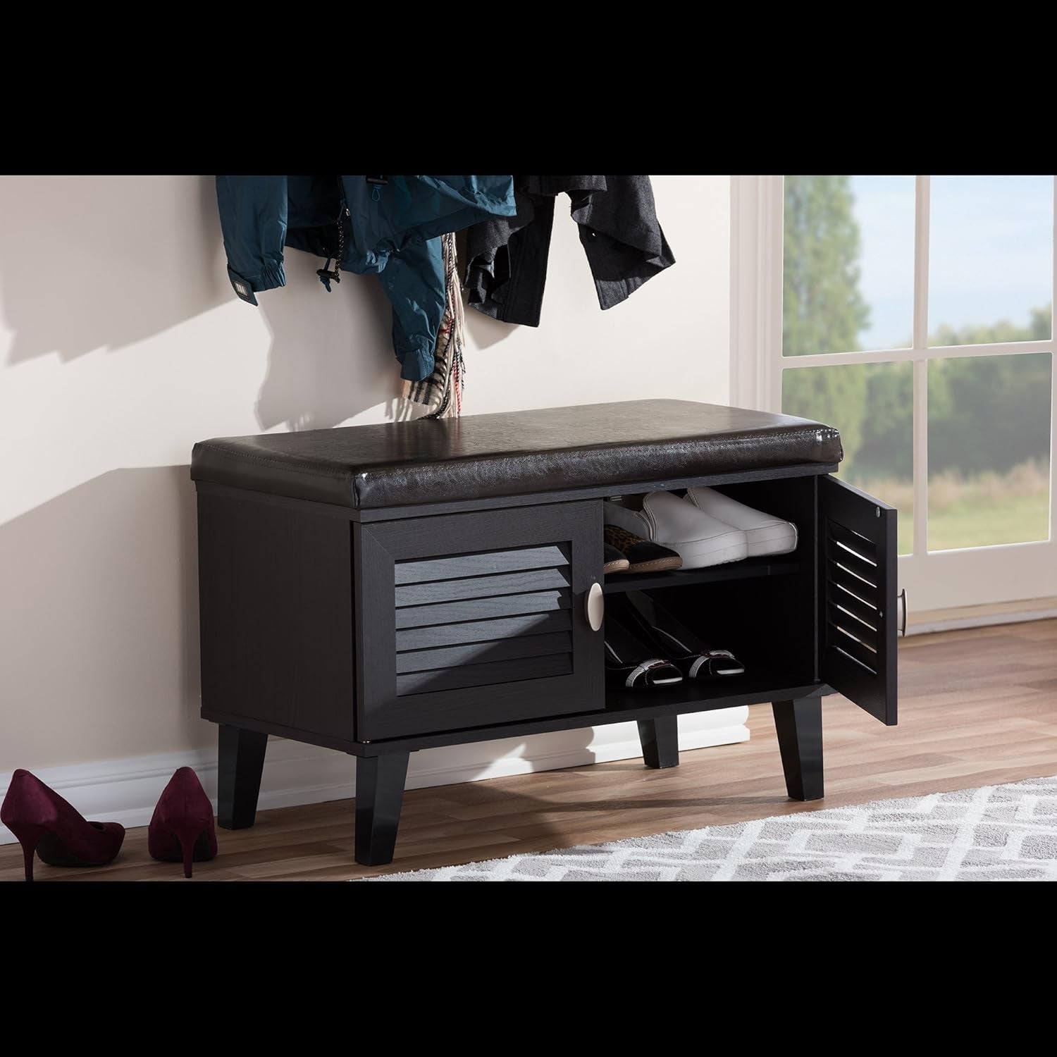 Baxton Studio Fp-6793-Espresso Storage-Benches, Dark Brown Entryway Furniture Furniture Home & Kitchen Storage Benches