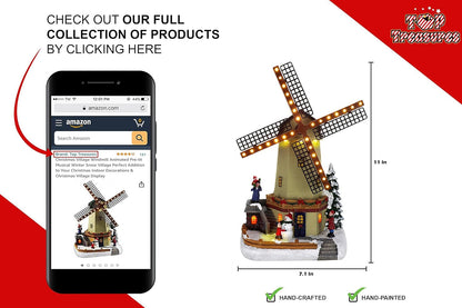 Christmas Village Windmill - Animated Pre-Lit Musical Winter Snow Village - Perfect Addition to Your Christmas Indoor Decorations & Christmas Village Display - a Thoughtful Gift for Your Loved Ones Collectible Buildings Collectible Buildings & Accessories Home & Kitchen Home Décor Accents Home Décor Products