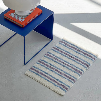 Plush Tufted Wavy Striped Polyester Accent Rug