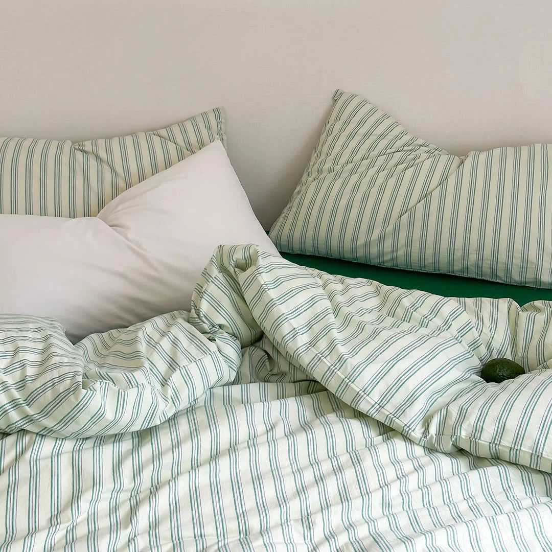 Ultra-Soft Pinstripe Washed Cotton Bedding Set