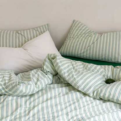 Ultra-Soft Pinstripe Washed Cotton Bedding Set