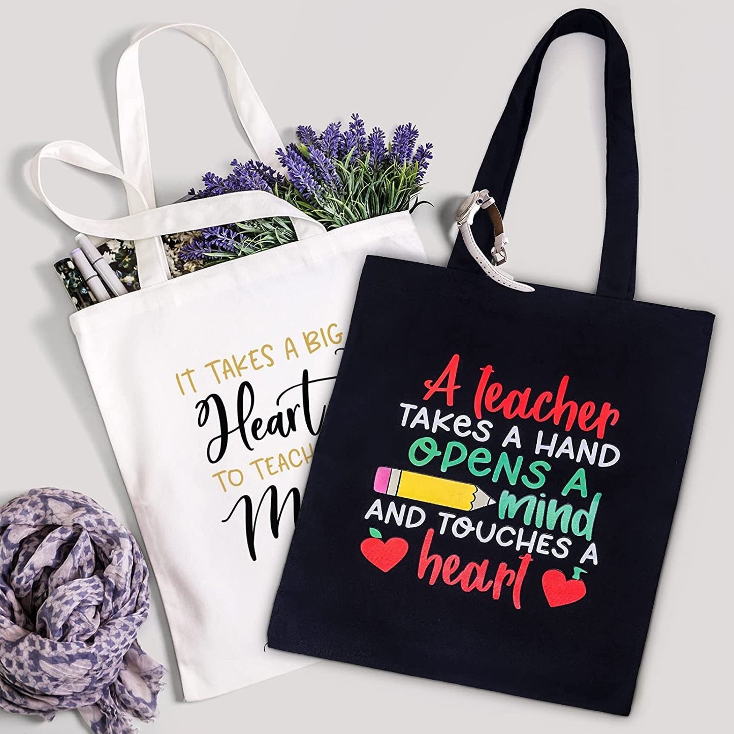 HNSHAG Teacher Appreciation Gifts - Teachers Tote Bag Canvas for Women - Teachers Bags Home & Kitchen Kitchen & Dining Luggage & Bags Reusable Grocery Bags Shopping Totes Storage & Organization Travel & To-Go Food Containers