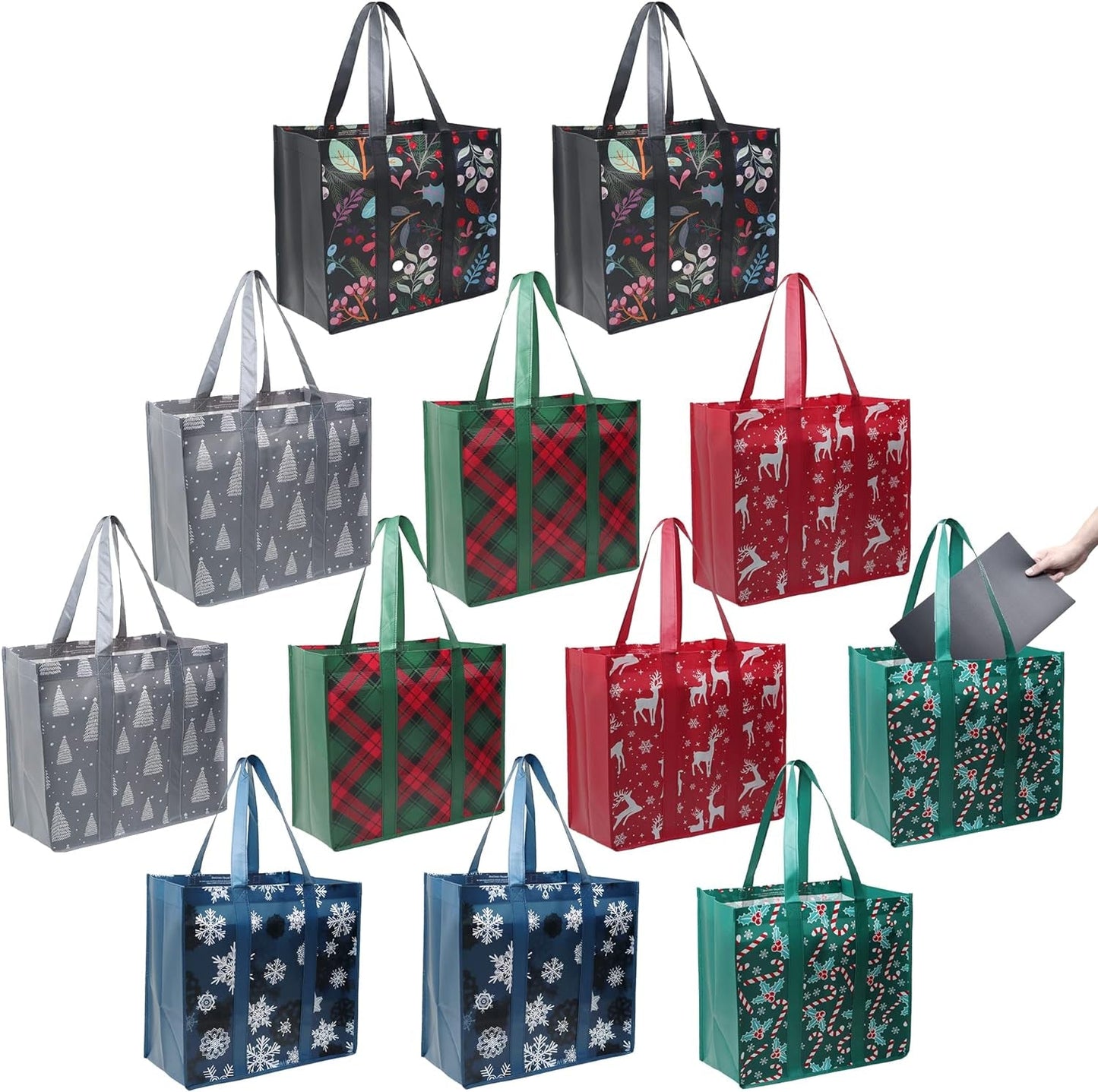 Beegreen 6 Pack Reusable Tote Bags for Shopping Large Gift Bags Lightweight Farmer Market Grocery Shopper Bag with Long Handle Cute Geometric Design Black Grey Pink Green White Home & Kitchen Kitchen & Dining Reusable Grocery Bags Storage & Organization Travel & To-Go Food Containers