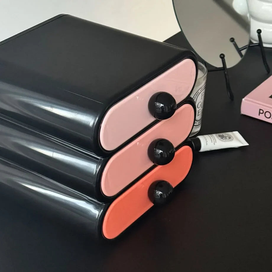 Glossy Wavy Color Block Makeup Organizer