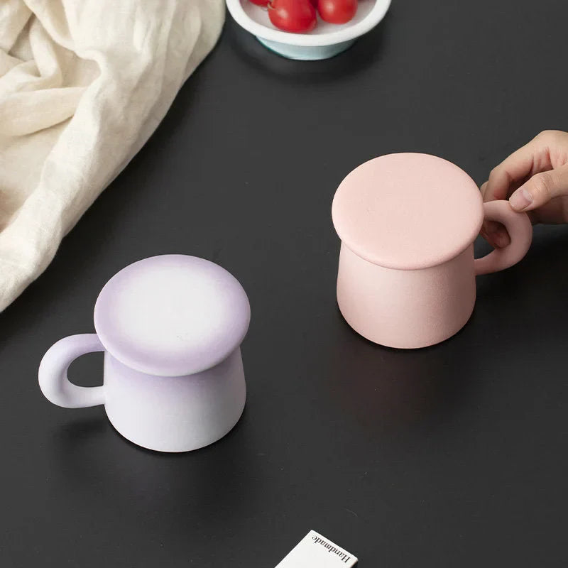 Frosted Ombre Ceramic Mug with Lid