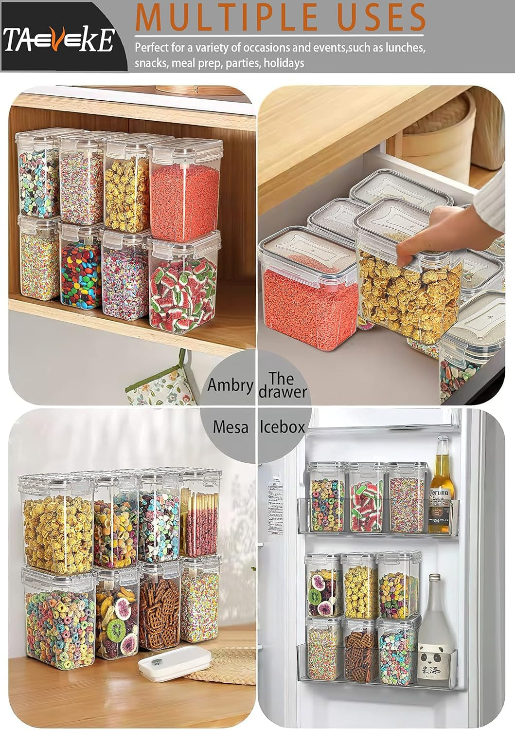 Airtight Food Storage Containers Set, 20 PCS 1.6L Kitchen Pantry Organization with Lids,Bpa Free Plastic Cereal Dry Food Storage Containers Ideal for Sugar, Snack,Free Labels, Marker(Gray) Container Sets Food Containers Food Storage Home & Kitchen Kitchen & Dining Storage & Organization