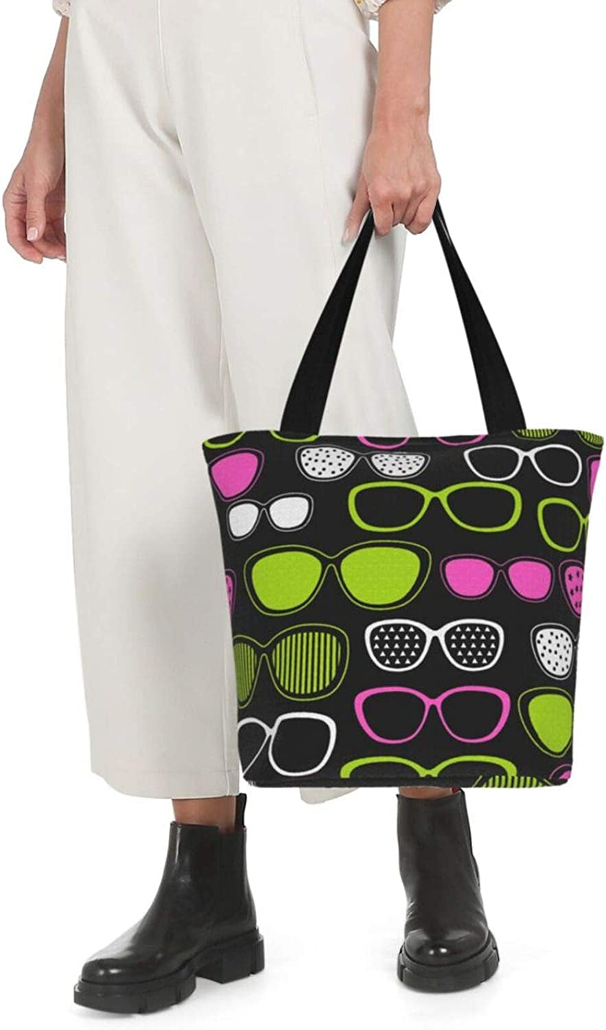 Antcreptson Eyeglasses Pop-Art Canvas Tote Bag for Women Travel Work Shopping Grocery Top Handle Purses Large Totes Reusable Handbags Cotton Shoulder Bags for Women Travel Work Shopping Grocery Home & Kitchen Kitchen & Dining Luggage & Bags Reusable Grocery Bags Shopping Totes Storage & Organization Travel & To-Go Food Containers