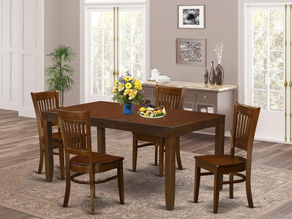 East West Furniture LYVA7-ESP-C Lynfield 7 Piece Kitchen Set Consist of a Rectangle Table with Butterfly Leaf and 6 Linen Fabric Dining Room Chairs, 36X66 Inch Dining Room Furniture Furniture Home & Kitchen Table & Chair Sets