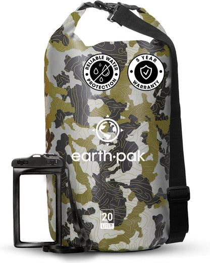 Earth Pak Waterproof Dry Bag - Roll Top Waterproof Backpack Sack Keeps Gear Dry for Kayaking, Beach, Rafting, Boating, Hiking, Camping and Fishing with Waterproof Phone Case Kayak Accessories Kayaking Sports Sports & Outdoors Water Sports