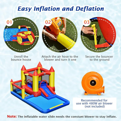 BOUNTECH Inflatable Water Bounce House, Giant Waterslide Park for Kids Backyard Fun Wet and Dry W/Splash Pool, Blow up Water Slides Inflatables for Kids and Adults Outdoor Party Gifts Inflatable Water Slides Pool Toys Pools & Water Toys Sports & Outdoor Play Toys & Games