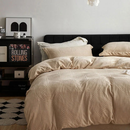 Plush Wavy Arch Flannel Fleece Bedding Set