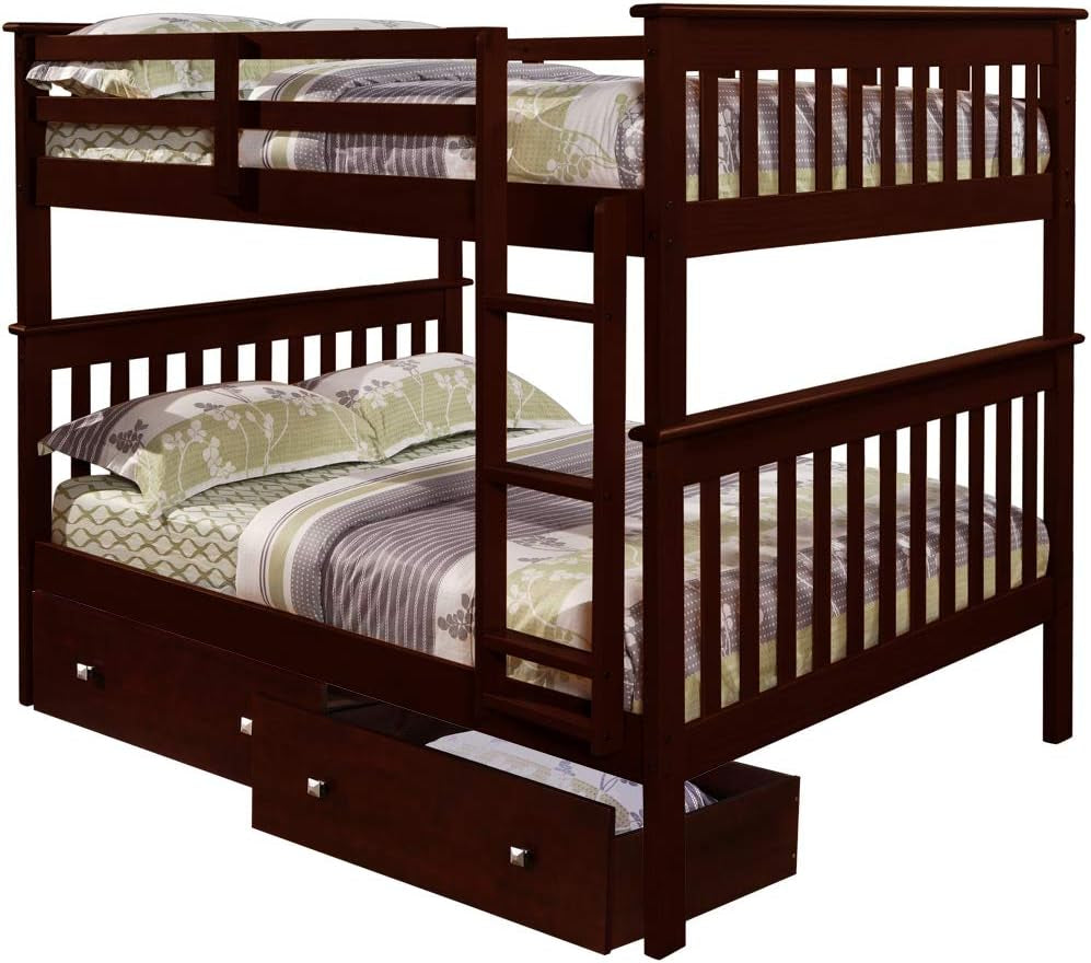 Donco Kids Austin Mission Twin over Full Dark Grey Bunkbed with Twin Trundle Bedroom Furniture Beds Frames & Bases Furniture Home & Kitchen