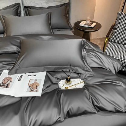 Neo Deep Grey Silky Cotton Bedding Set