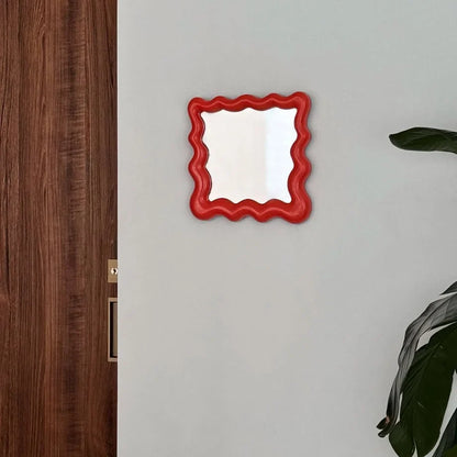 Glossy Wavy Frame Melamine Desktop Mirror