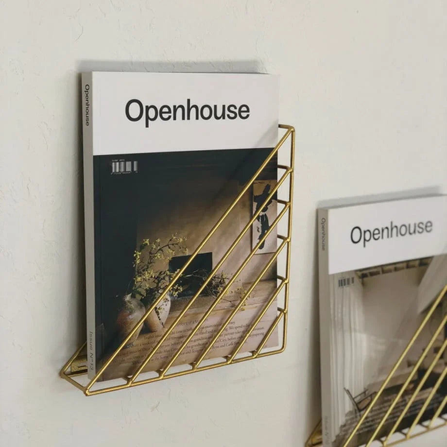 Geometric Wireframe Metal Magazine Rack