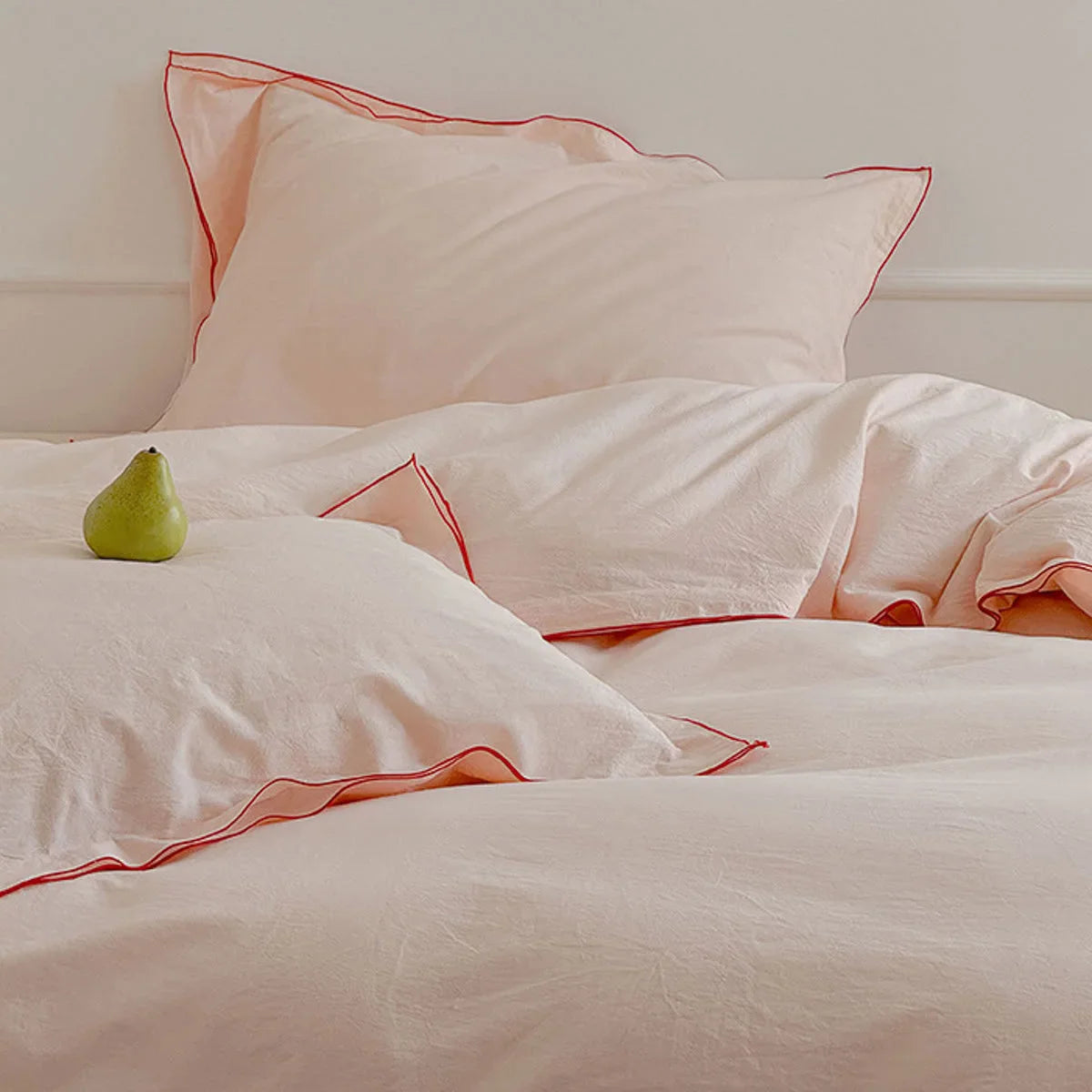 Soft Ruffle Trim Washed Cotton Bedding Set