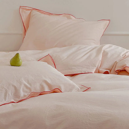 Soft Ruffle Trim Washed Cotton Bedding Set