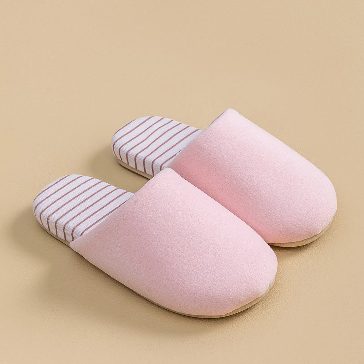 Plush Striped Cotton House Slippers
