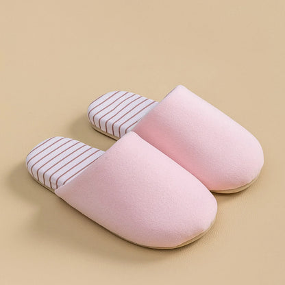 Plush Striped Cotton House Slippers